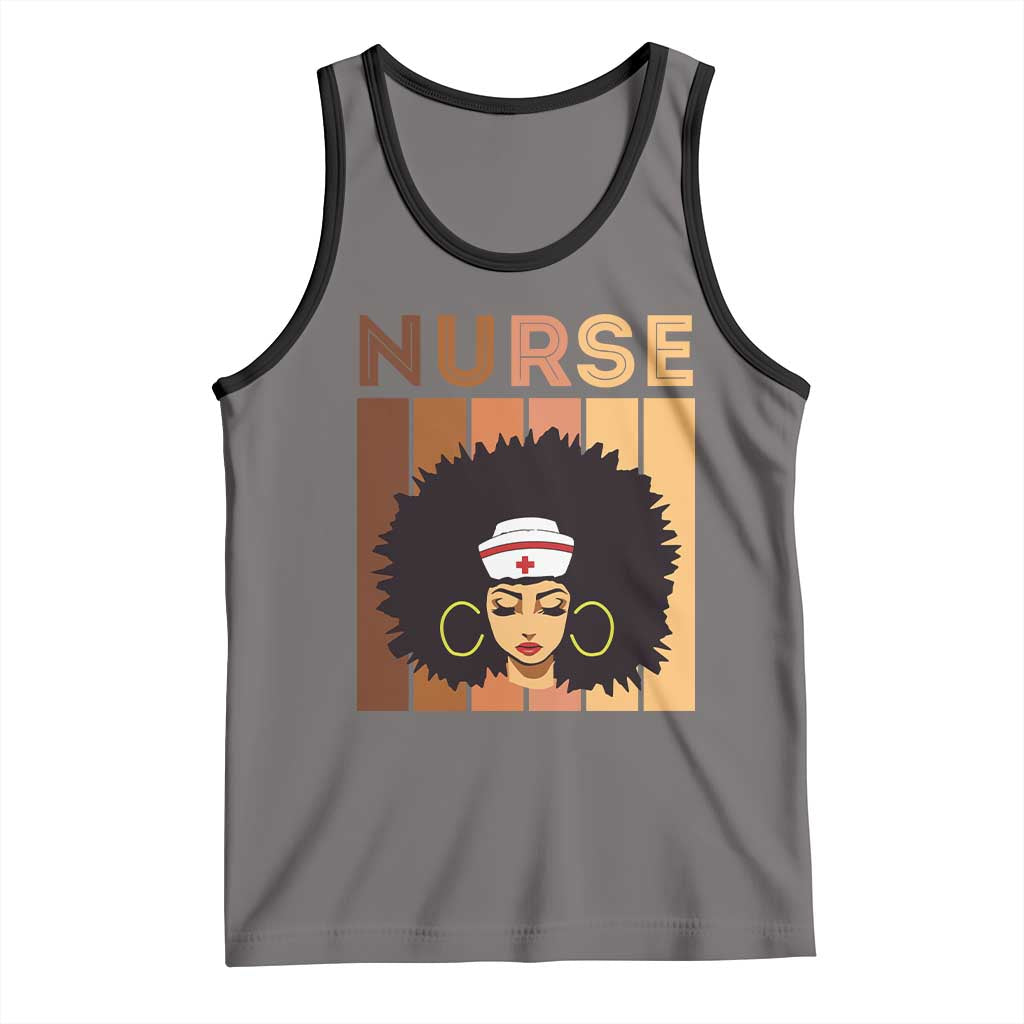 Black Nurse Tank Top Magic Afro Melanin RN Woman TS02 Deep Heather Black Print Your Wear