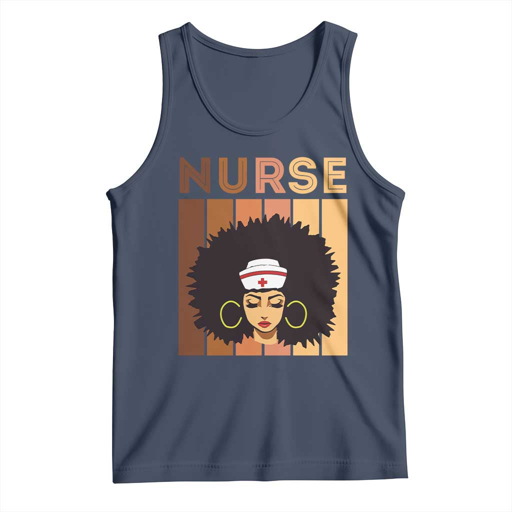 Black Nurse Tank Top Magic Afro Melanin RN Woman TS02 Navy Print Your Wear