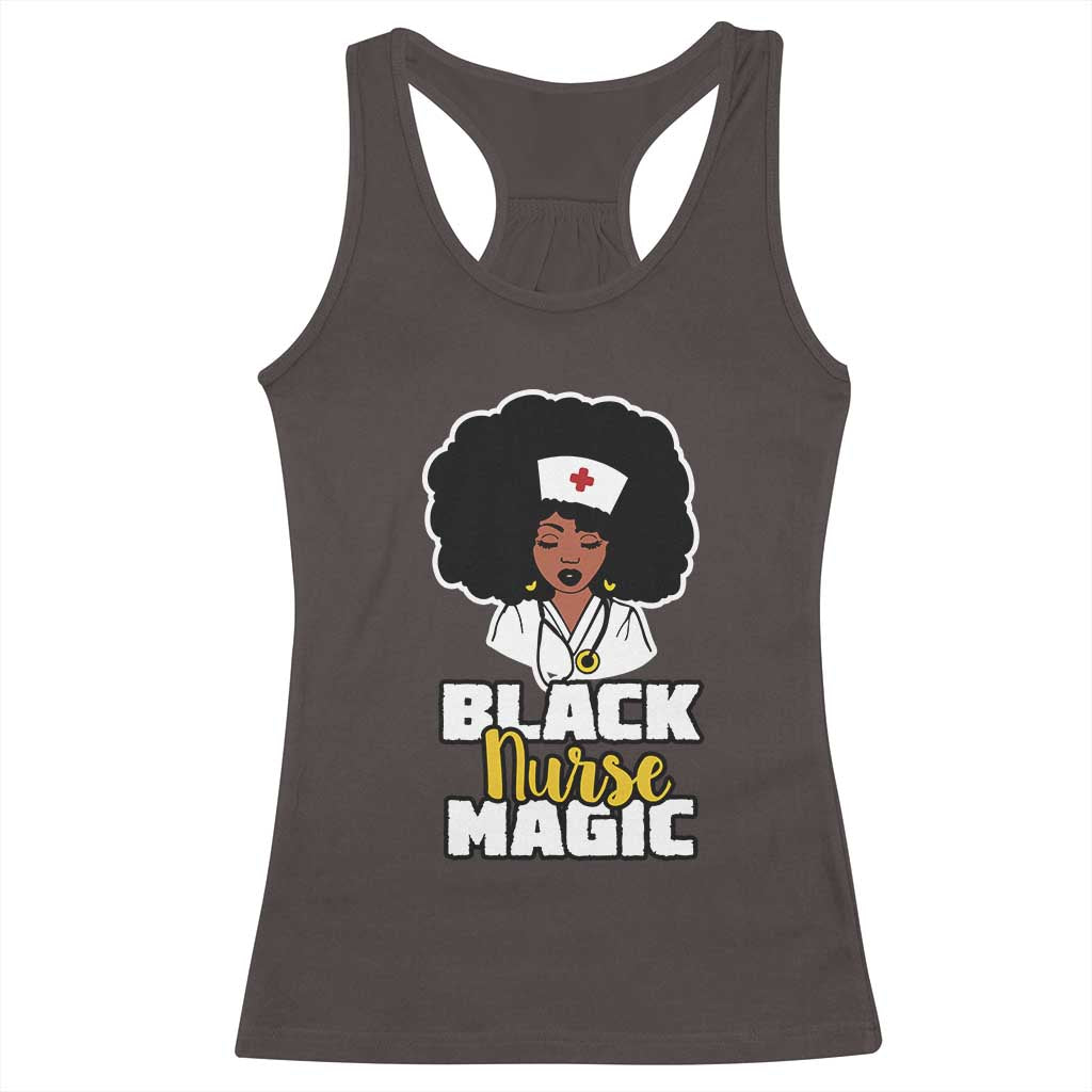 Black Nurse Magic Racerback Tank Top Afro Melanin RN Nursing Woman TS02 Dark Chocolate Print Your Wear