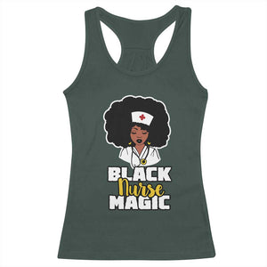 Black Nurse Magic Racerback Tank Top Afro Melanin RN Nursing Woman TS02 Dark Forest Green Print Your Wear