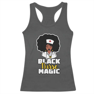 Black Nurse Magic Racerback Tank Top Afro Melanin RN Nursing Woman TS02 Dark Heather Print Your Wear