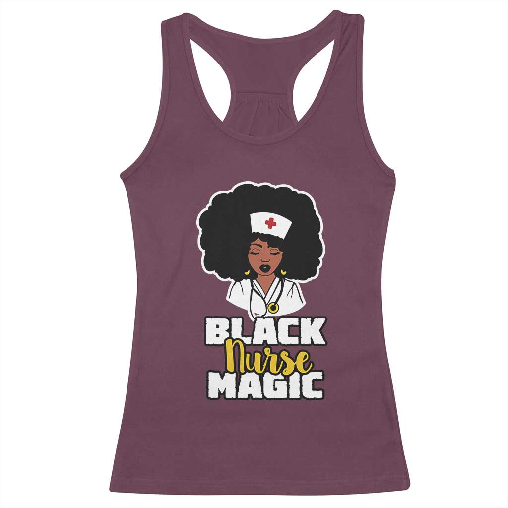 Black Nurse Magic Racerback Tank Top Afro Melanin RN Nursing Woman TS02 Maroon Print Your Wear