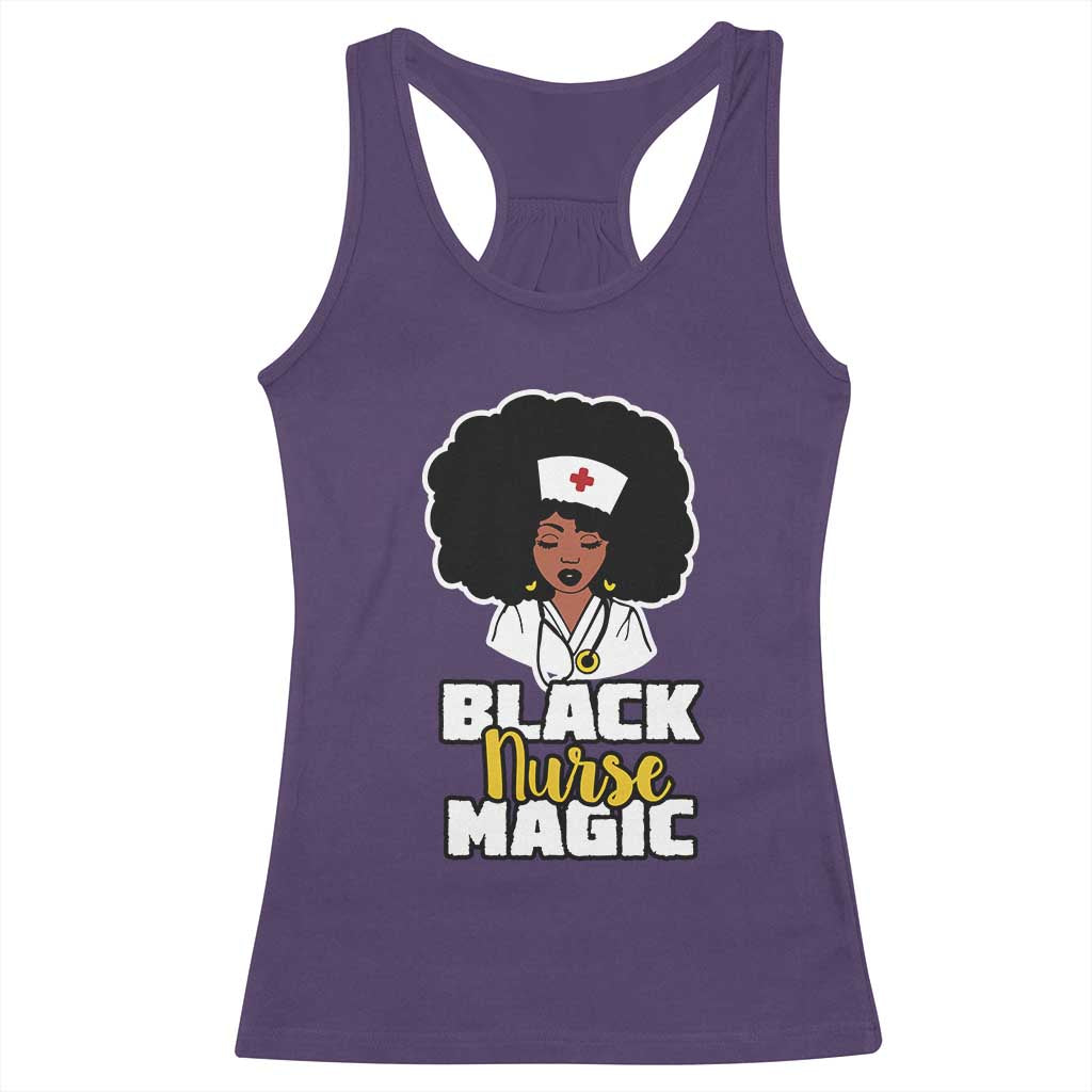 Black Nurse Magic Racerback Tank Top Afro Melanin RN Nursing Woman TS02 Purple Print Your Wear