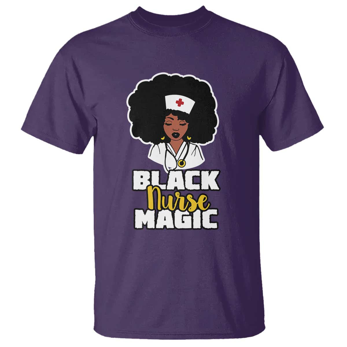 Black Nurse Magic T Shirt Afro Melanin RN Nursing Woman TS02 Purple Print Your Wear