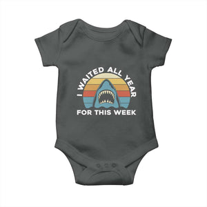 Funny Shark Lover Week Retro Baby Onesie I Waited All Year For This Week Ocean Wildlife TS02 Dark Heather Print Your Wear