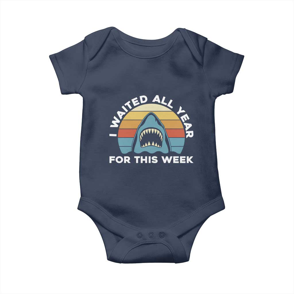 Funny Shark Lover Week Retro Baby Onesie I Waited All Year For This Week Ocean Wildlife TS02 Navy Print Your Wear