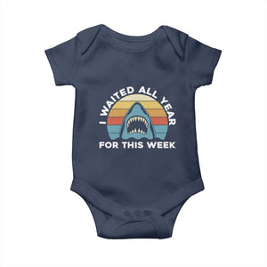 Funny Shark Lover Week Retro Baby Onesie I Waited All Year For This Week Ocean Wildlife TS02 Navy Print Your Wear