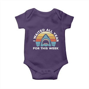 Funny Shark Lover Week Retro Baby Onesie I Waited All Year For This Week Ocean Wildlife TS02 Purple Print Your Wear