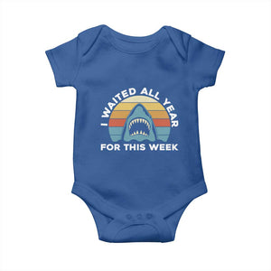 Funny Shark Lover Week Retro Baby Onesie I Waited All Year For This Week Ocean Wildlife TS02 Royal Blue Print Your Wear