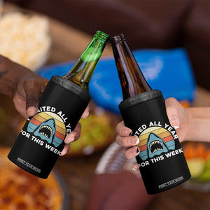 Funny Shark Lover Week Retro 4 in 1 Can Cooler Tumbler I Waited All Year For This Week Ocean Wildlife TS02 Print Your Wear