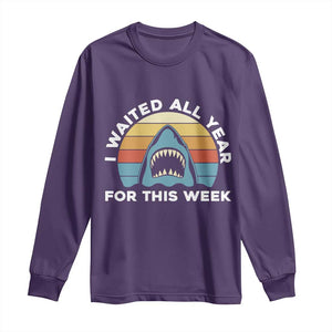 Funny Shark Lover Week Retro Long Sleeve Shirt I Waited All Year For This Week Ocean Wildlife TS02 Purple Print Your Wear