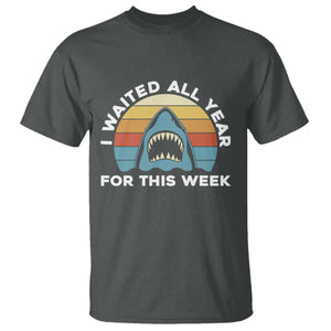 Funny Shark Lover Week Retro T Shirt I Waited All Year For This Week Ocean Wildlife TS02 Dark Heather Print Your Wear