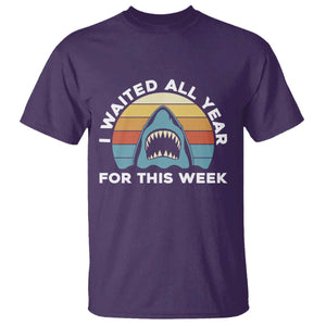Funny Shark Lover Week Retro T Shirt I Waited All Year For This Week Ocean Wildlife TS02 Purple Print Your Wear