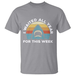 Funny Shark Lover Week Retro T Shirt I Waited All Year For This Week Ocean Wildlife TS02 Sport Gray Print Your Wear
