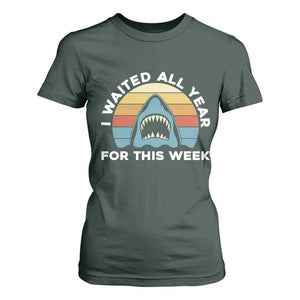 Funny Shark Lover Week Retro T Shirt For Women I Waited All Year For This Week Ocean Wildlife TS02 Dark Forest Green Print Your Wear
