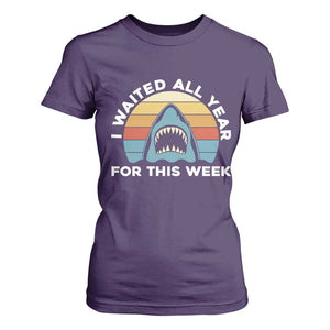 Funny Shark Lover Week Retro T Shirt For Women I Waited All Year For This Week Ocean Wildlife TS02 Purple Print Your Wear