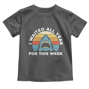 Funny Shark Lover Week Retro Toddler T Shirt I Waited All Year For This Week Ocean Wildlife TS02 Dark Heather Print Your Wear