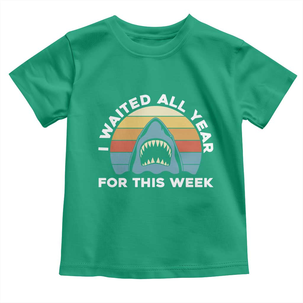 Funny Shark Lover Week Retro Toddler T Shirt I Waited All Year For This Week Ocean Wildlife TS02 Irish Green Print Your Wear