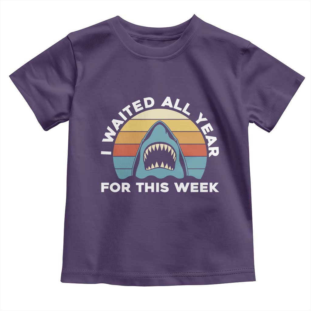 Funny Shark Lover Week Retro Toddler T Shirt I Waited All Year For This Week Ocean Wildlife TS02 Purple Print Your Wear