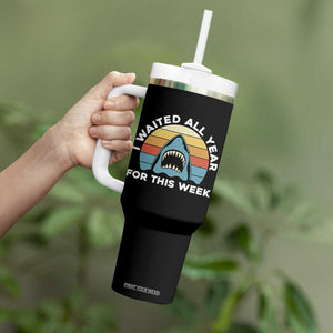 Funny Shark Lover Week Retro Tumbler With Handle I Waited All Year For This Week Ocean Wildlife TS02 Print Your Wear