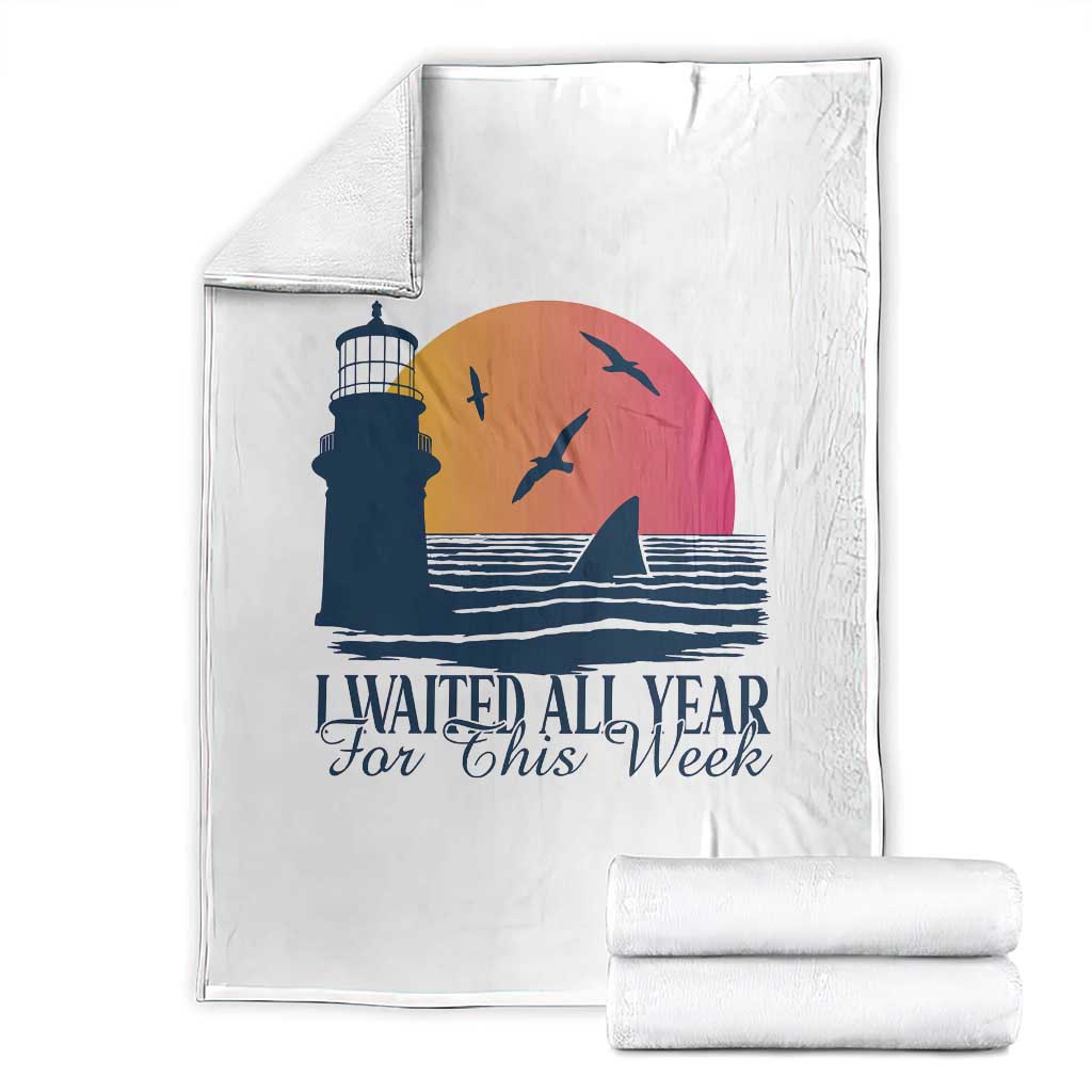 Funny Shark Lover Week Throw Blanket I Waited All Year For This Week TS02 White Print Your Wear