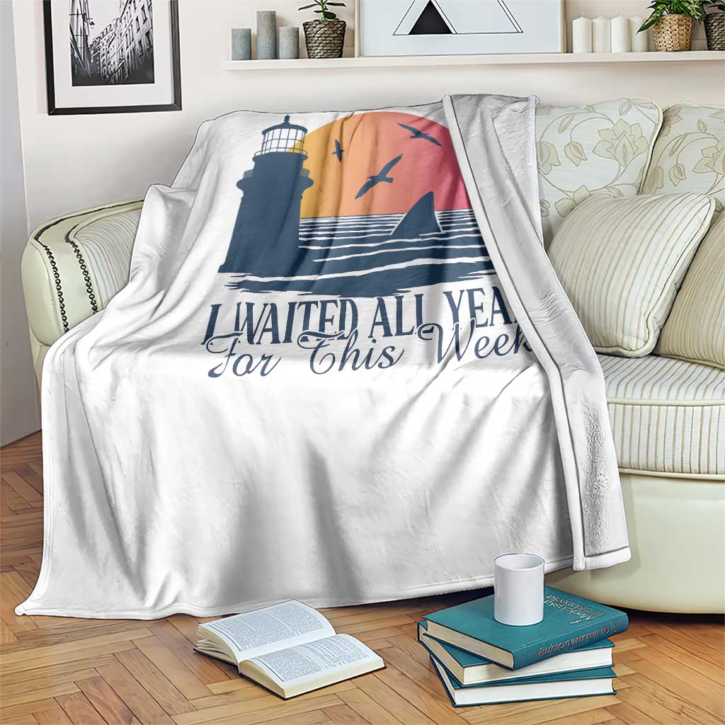Funny Shark Lover Week Throw Blanket I Waited All Year For This Week TS02 Print Your Wear