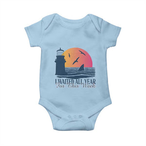 Funny Shark Lover Week Baby Onesie I Waited All Year For This Week TS02 Light Blue Print Your Wear