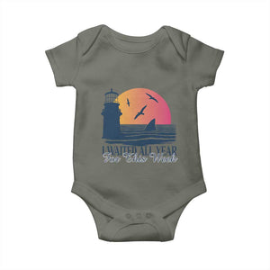 Funny Shark Lover Week Baby Onesie I Waited All Year For This Week TS02 Military Green Print Your Wear