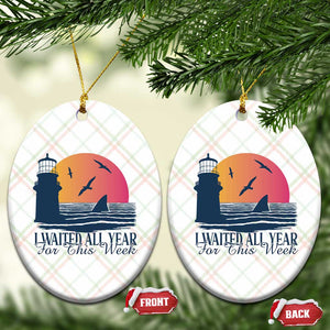 Funny Shark Lover Week Ceramic Ornament I Waited All Year For This Week TS02 Print Your Wear