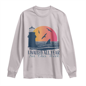 Funny Shark Lover Week Long Sleeve Shirt I Waited All Year For This Week TS02 Ice Gray Print Your Wear