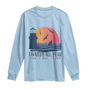 Funny Shark Lover Week Long Sleeve Shirt I Waited All Year For This Week TS02 Light Blue Print Your Wear