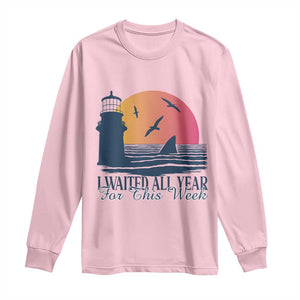 Funny Shark Lover Week Long Sleeve Shirt I Waited All Year For This Week TS02 Light Pink Print Your Wear