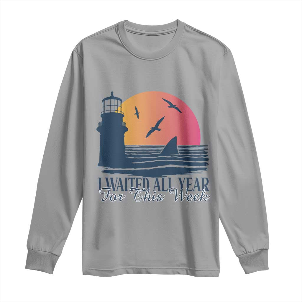 Funny Shark Lover Week Long Sleeve Shirt I Waited All Year For This Week TS02 Sport Gray Print Your Wear