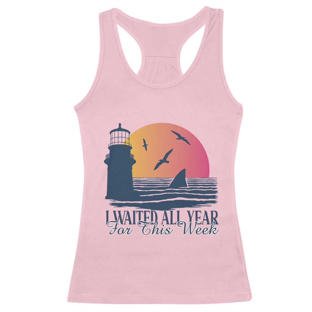 Funny Shark Lover Week Racerback Tank Top I Waited All Year For This Week TS02 Light Pink Print Your Wear