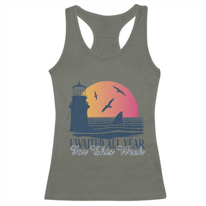 Funny Shark Lover Week Racerback Tank Top I Waited All Year For This Week TS02 Military Green Print Your Wear