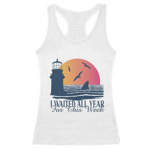 Funny Shark Lover Week Racerback Tank Top I Waited All Year For This Week TS02 White Print Your Wear