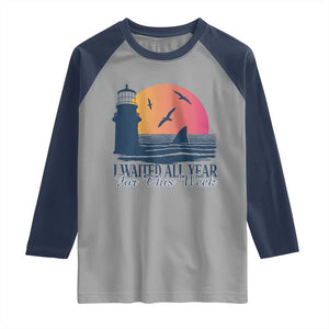 Funny Shark Lover Week Raglan Shirt I Waited All Year For This Week TS02 Sport Gray Navy Print Your Wear