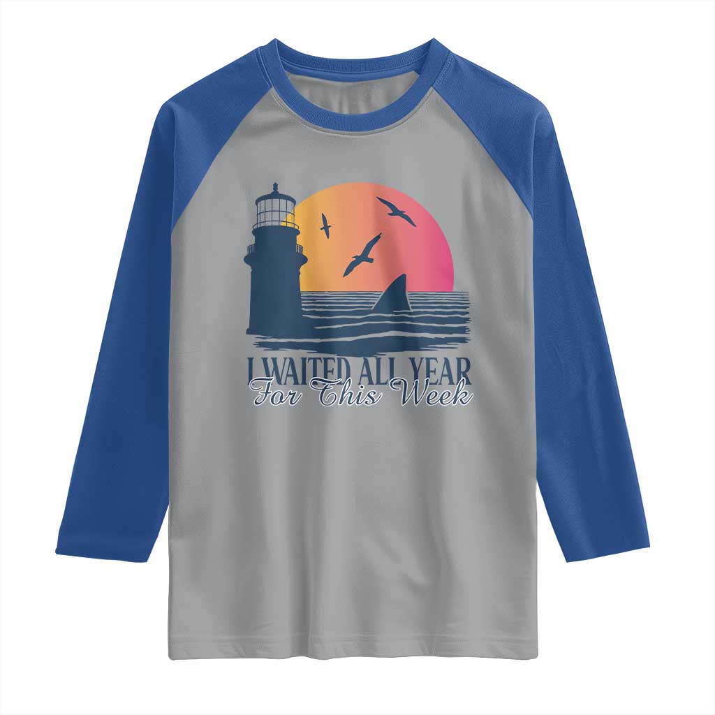 Funny Shark Lover Week Raglan Shirt I Waited All Year For This Week TS02 Sport Gray Royal Print Your Wear