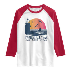 Funny Shark Lover Week Raglan Shirt I Waited All Year For This Week TS02 White Red Print Your Wear