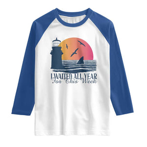 Funny Shark Lover Week Raglan Shirt I Waited All Year For This Week TS02 White Royal Print Your Wear