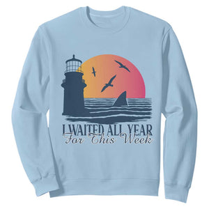 Funny Shark Lover Week Sweatshirt I Waited All Year For This Week TS02 Light Blue Print Your Wear