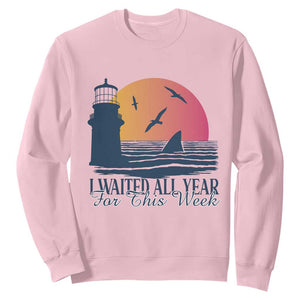 Funny Shark Lover Week Sweatshirt I Waited All Year For This Week TS02 Light Pink Print Your Wear