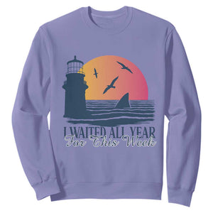 Funny Shark Lover Week Sweatshirt I Waited All Year For This Week TS02 Violet Print Your Wear