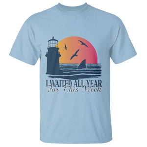 Funny Shark Lover Week T Shirt I Waited All Year For This Week TS02 Light Blue Print Your Wear