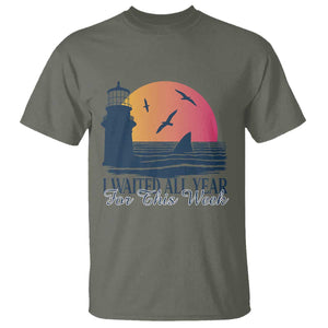 Funny Shark Lover Week T Shirt I Waited All Year For This Week TS02 Military Green Print Your Wear