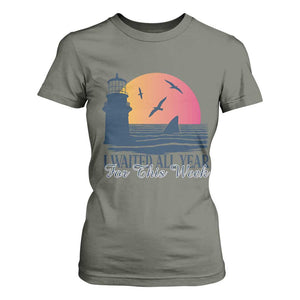 Funny Shark Lover Week T Shirt For Women I Waited All Year For This Week TS02 Military Green Print Your Wear