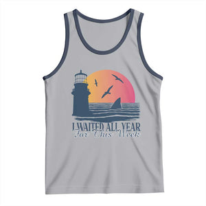Funny Shark Lover Week Tank Top I Waited All Year For This Week TS02 Athletic Heather Navy Print Your Wear