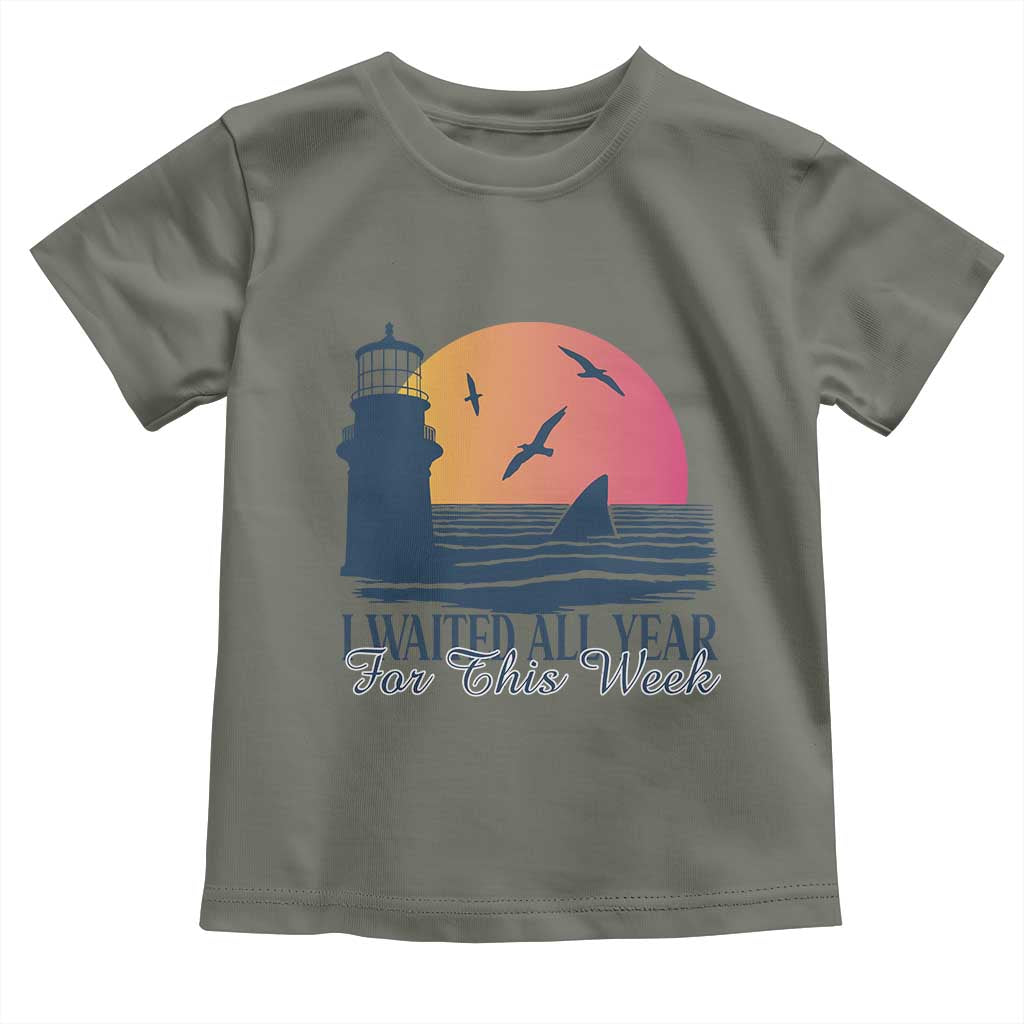 Funny Shark Lover Week Toddler T Shirt I Waited All Year For This Week TS02 Military Green Print Your Wear