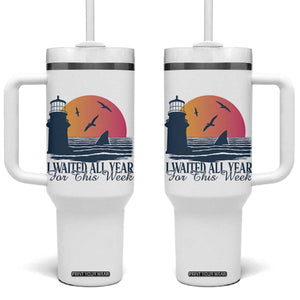 Funny Shark Lover Week Tumbler With Handle I Waited All Year For This Week TS02 One Size: 40 oz White Print Your Wear