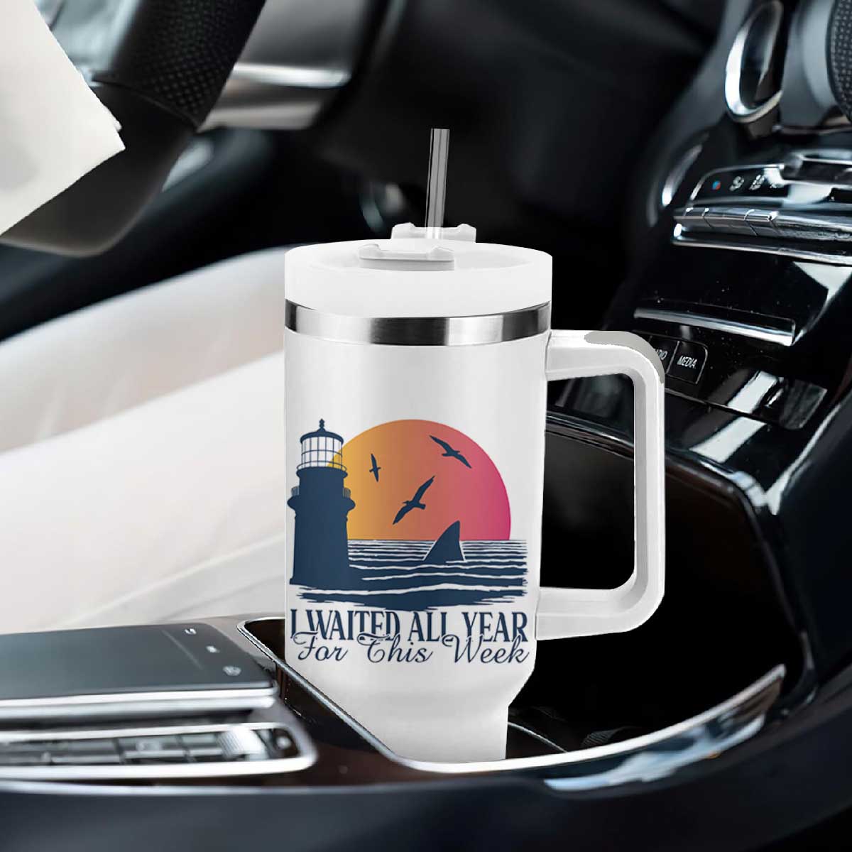 Funny Shark Lover Week Tumbler With Handle I Waited All Year For This Week TS02 Print Your Wear